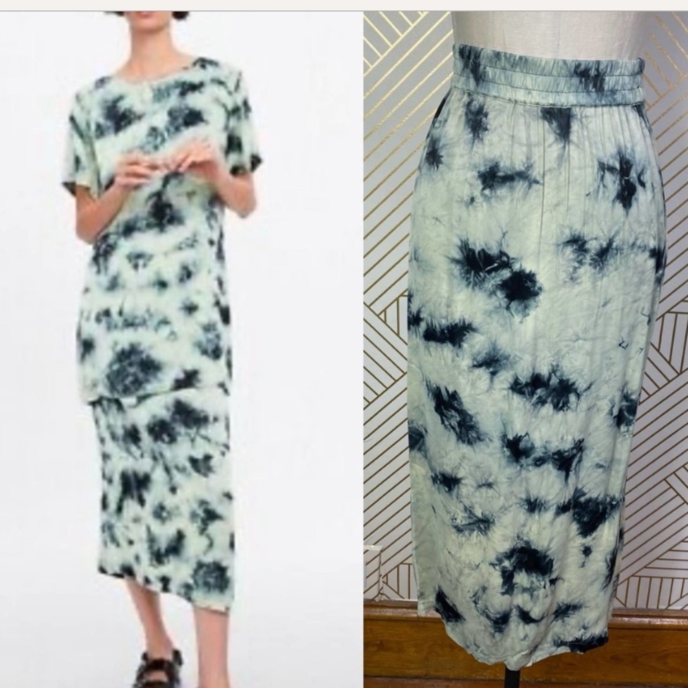 Brand new ZARA stylish Batik green tie dye skirt & top!!